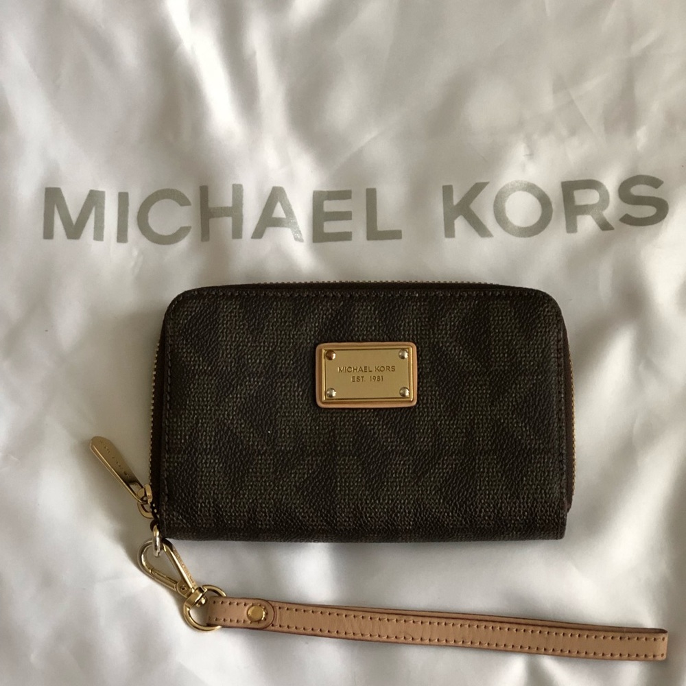 MK Monogram Zip Wallet Wristlet
